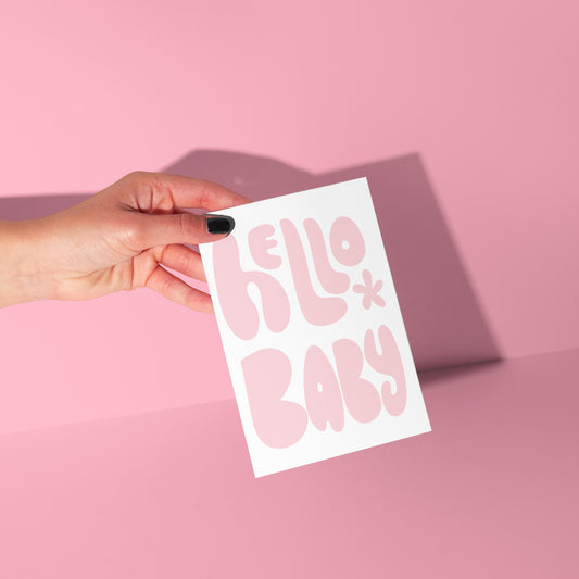 Hello Baby Pink Greeting Card