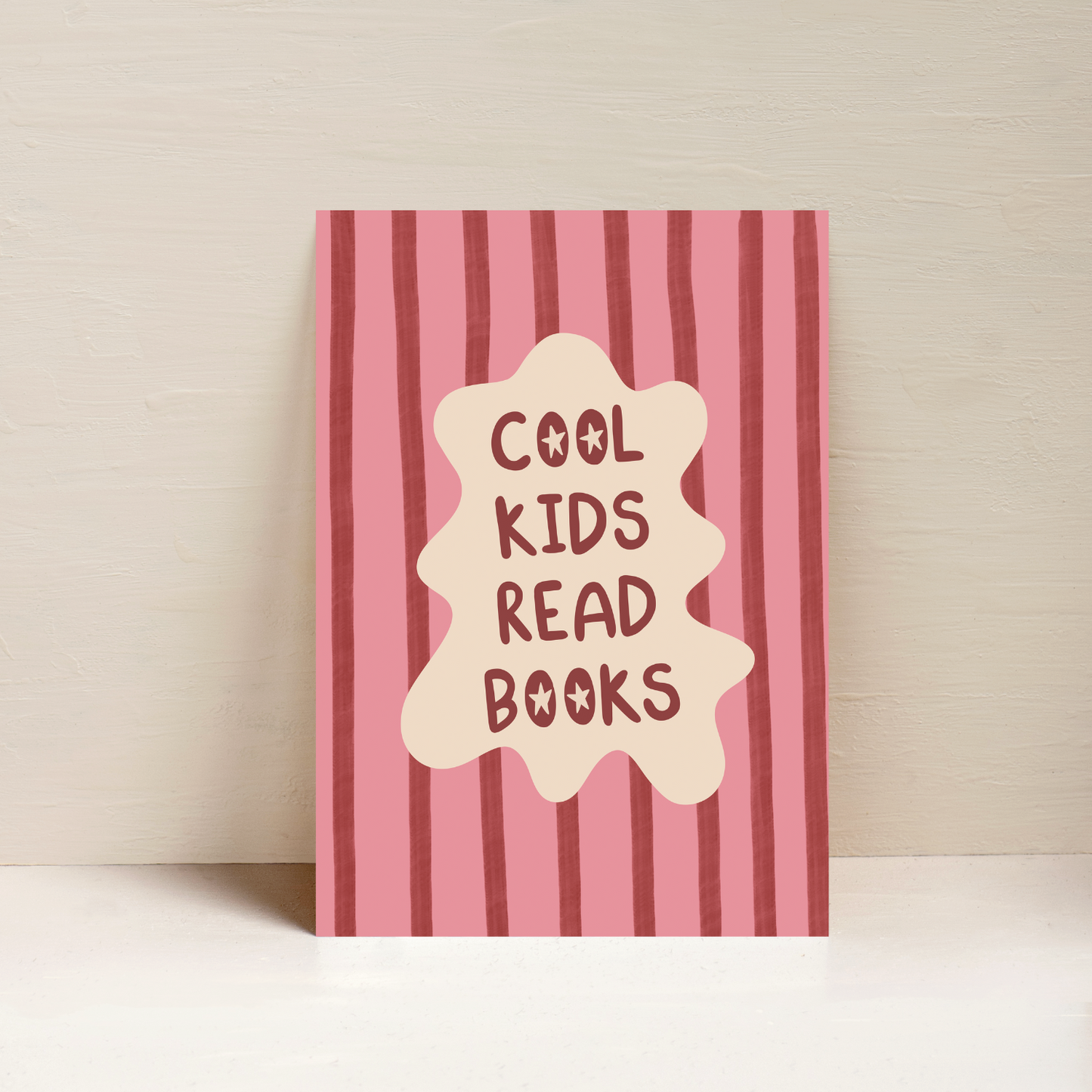 Cool Kids Read Books Pink A4 Art Print