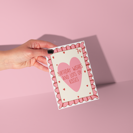 Wishes Kisses - Birthday Card