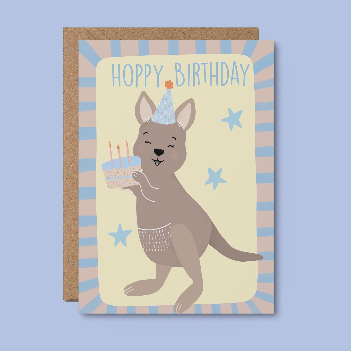 Kangaroo with Cake - Birthday Card