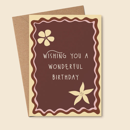 Tropical Vibe Brown Birthday Card