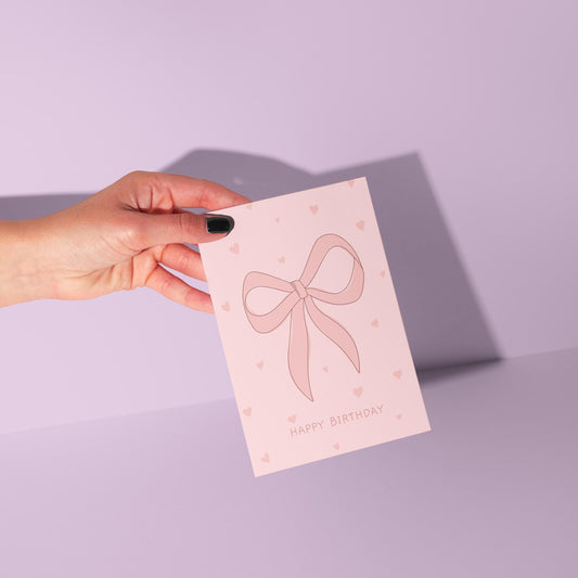 Bow & Hearts - Birthday Card