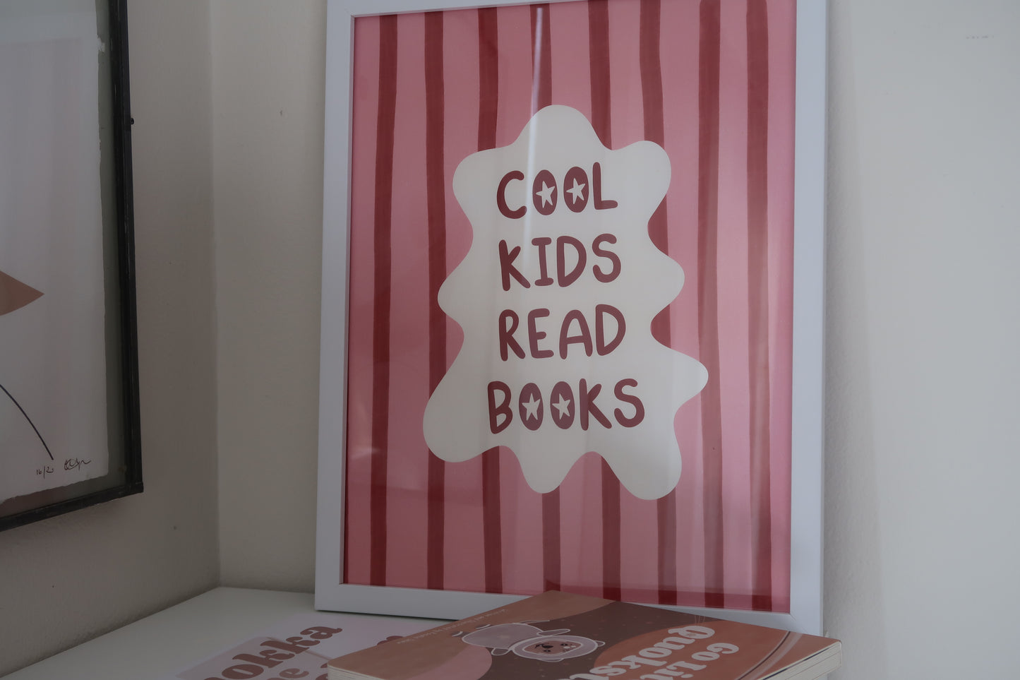Cool Kids Read Books Pink A4 Art Print