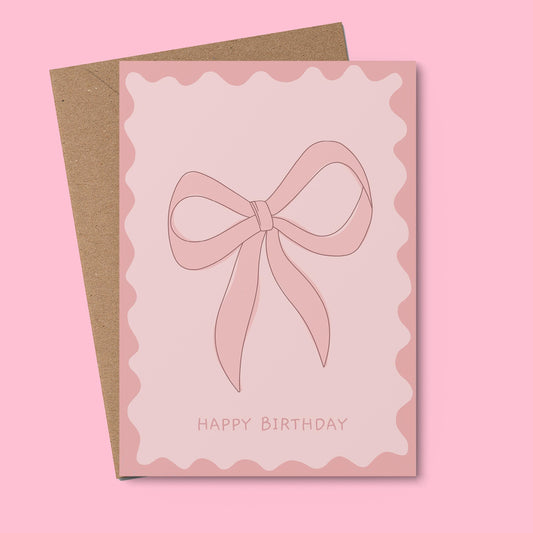 Bow & wavy Coquette Birthday Card