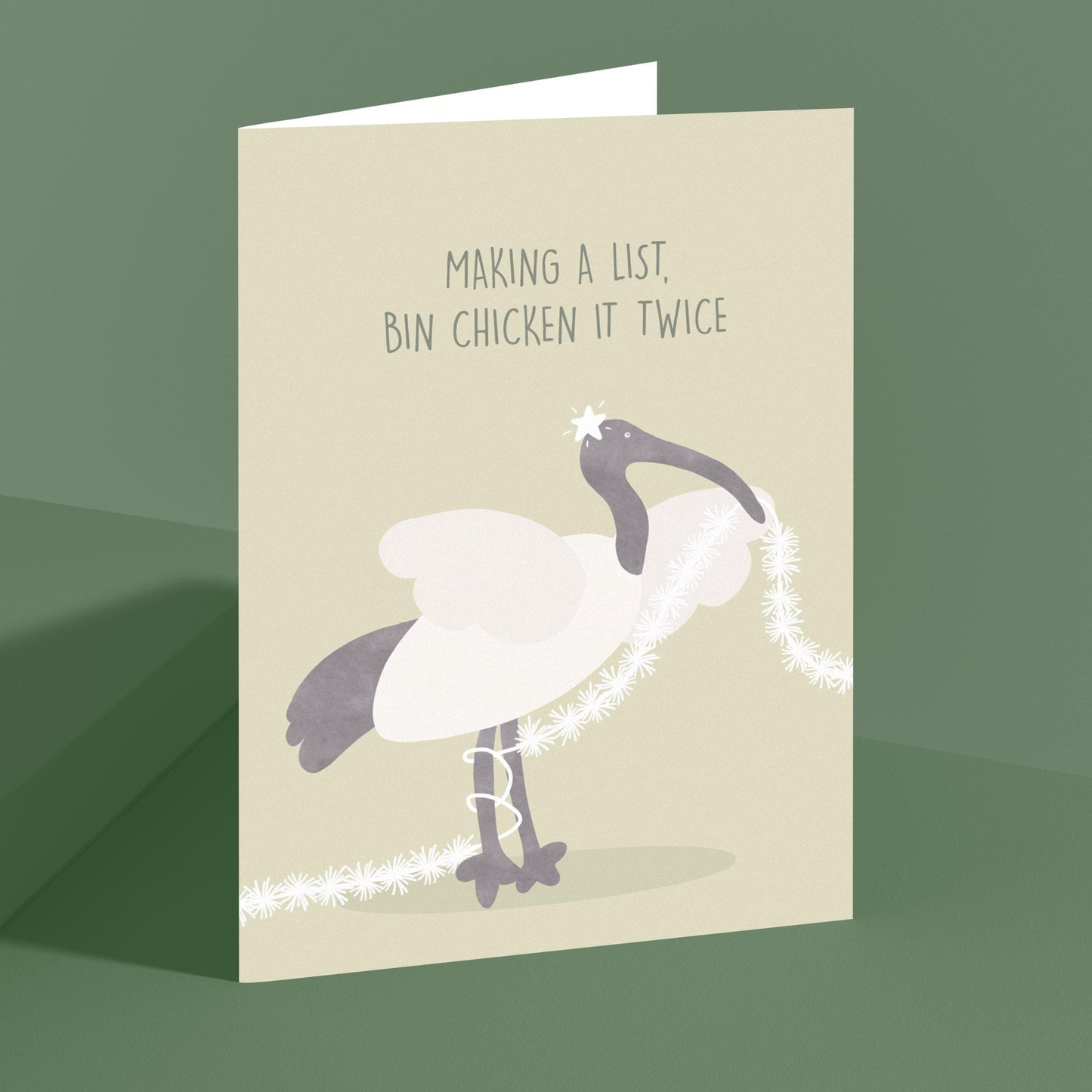 Making A List, Bin Chicken It Twice Christmas Card