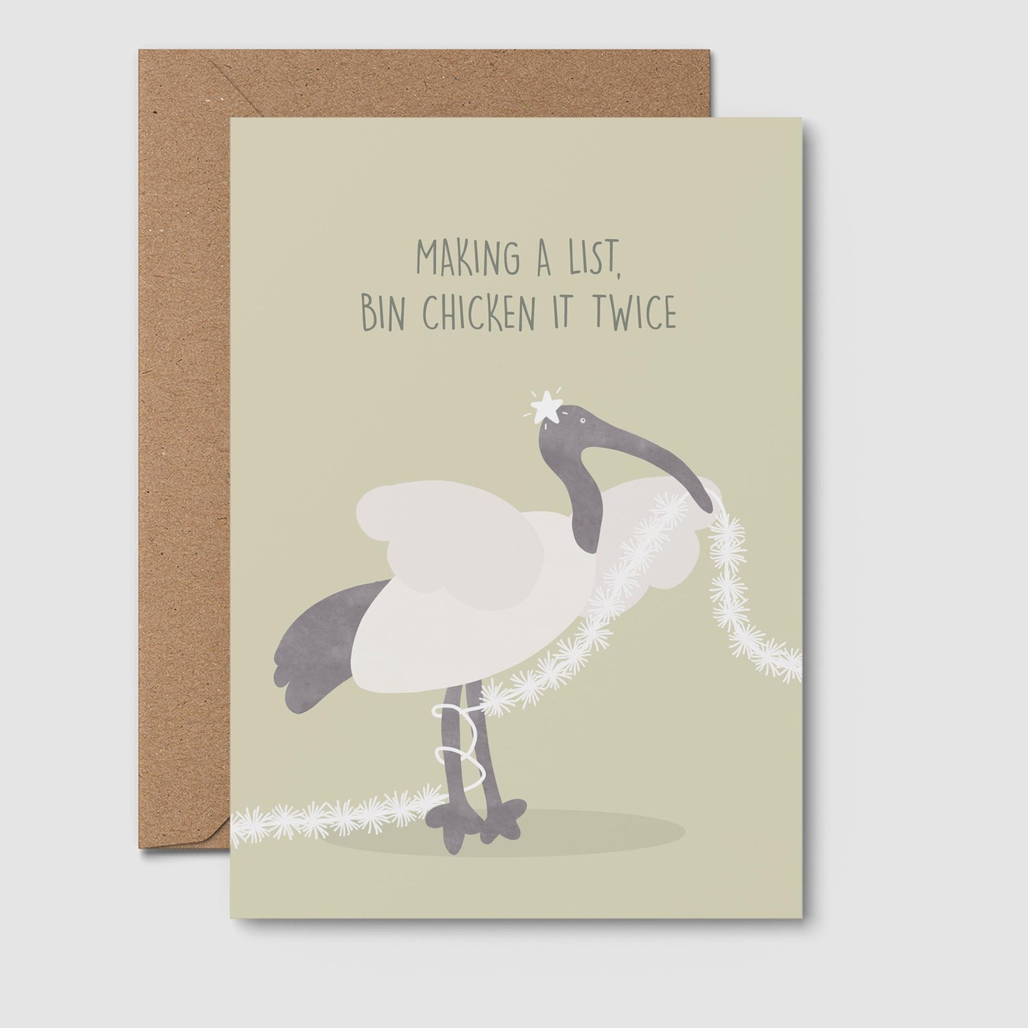 Making A List, Bin Chicken It Twice Christmas Card