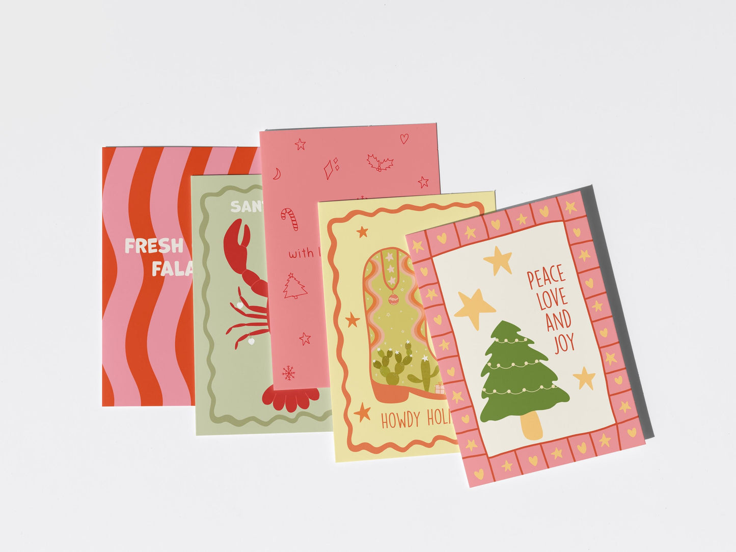 Peace Love and Joy Pink - Christmas Card