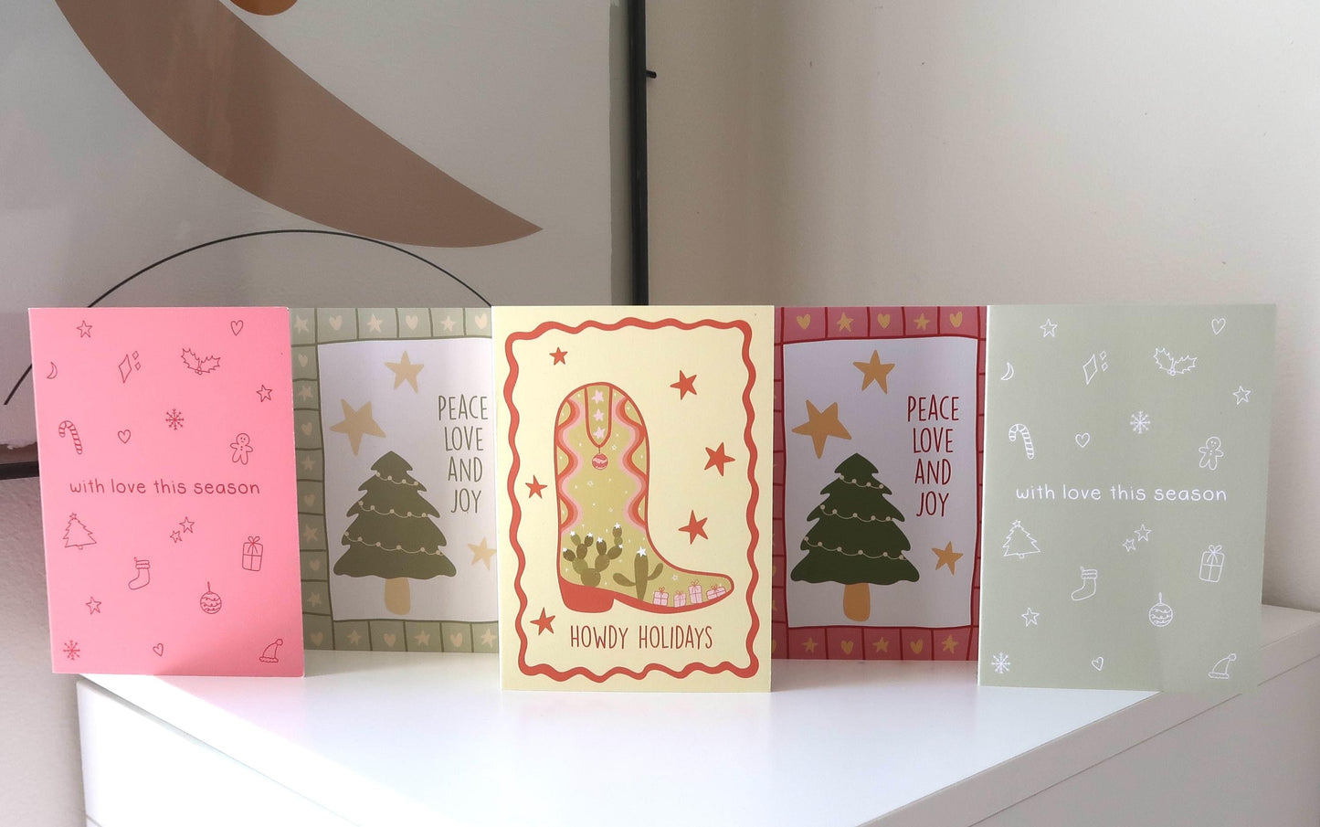 Peace Love and Joy Green - Christmas Card