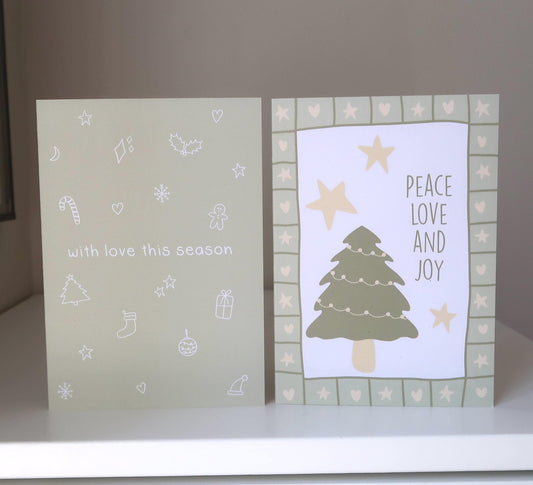Peace Love and Joy Green - Christmas Card
