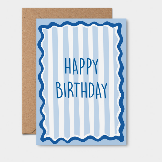 Blue Stripe Birthday Card