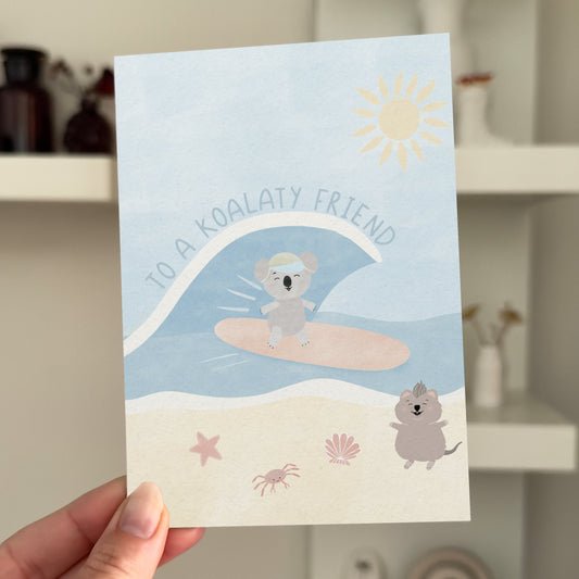 Cute Australian Greeting Card | Surfing Card, Birthday, Congratulations Card, Graduation Card, Gift for friend, best friend, bestie, Quokka