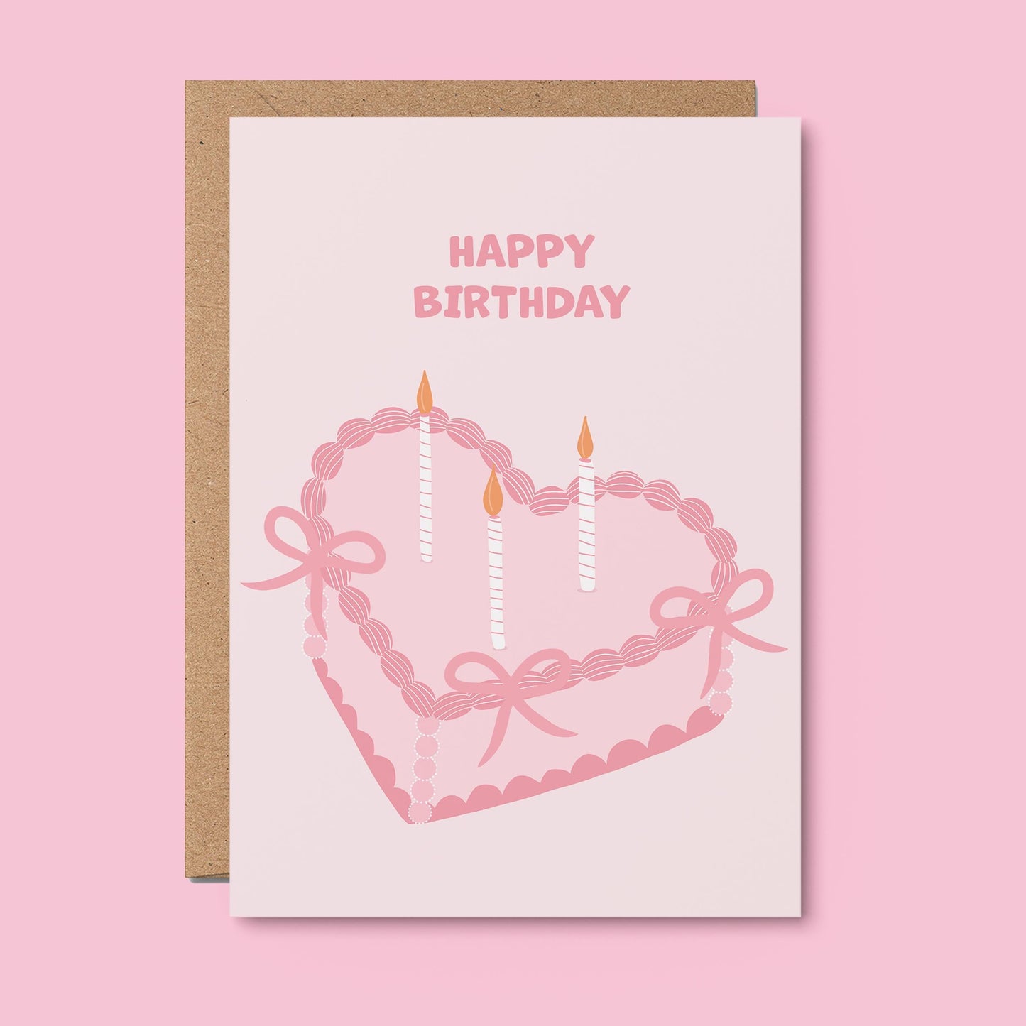 Pink Vintage Cake Happy Birthday Card