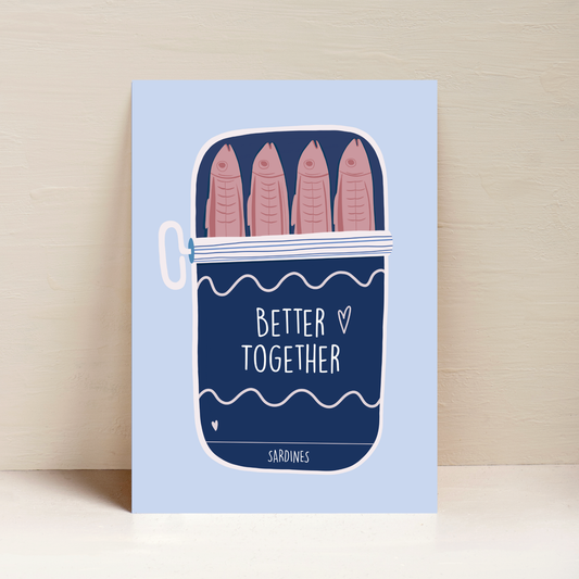 Better Together (Blue) A4 Art Print