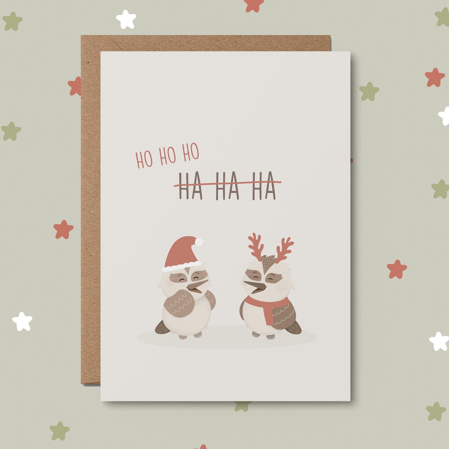 Ho Ho Ho Aussie Christmas Card - Kookaburra