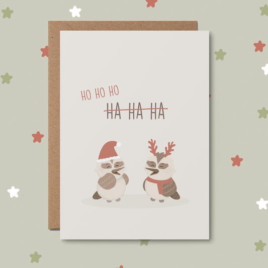 Ho Ho Ho Aussie Christmas Card - Kookaburra