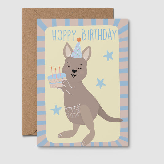 Kangaroo with Cake - Birthday Card