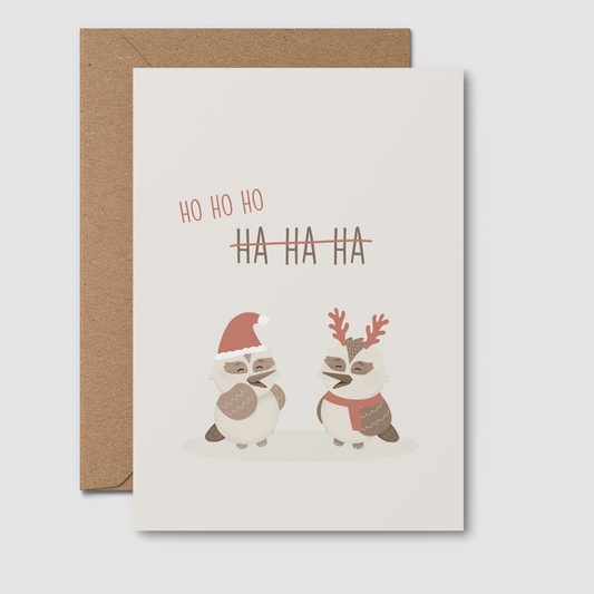 Ho Ho Ho Aussie Christmas Card - Kookaburra