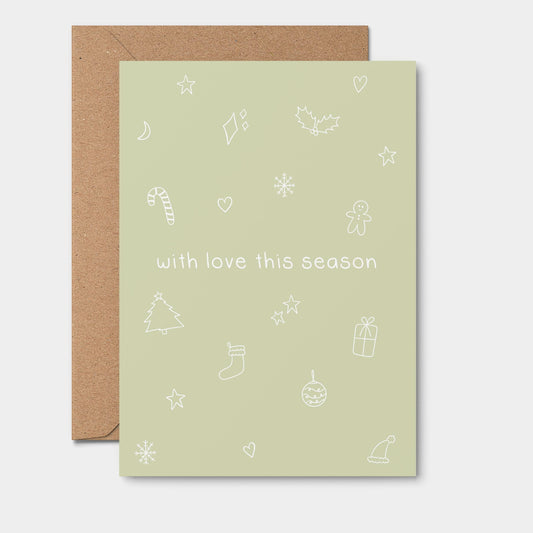With Love This Season Green - Christmas Card