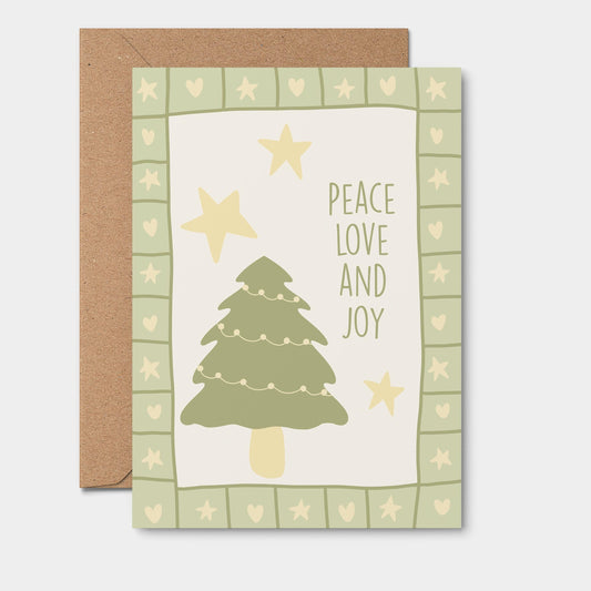 Peace Love and Joy Green - Christmas Card